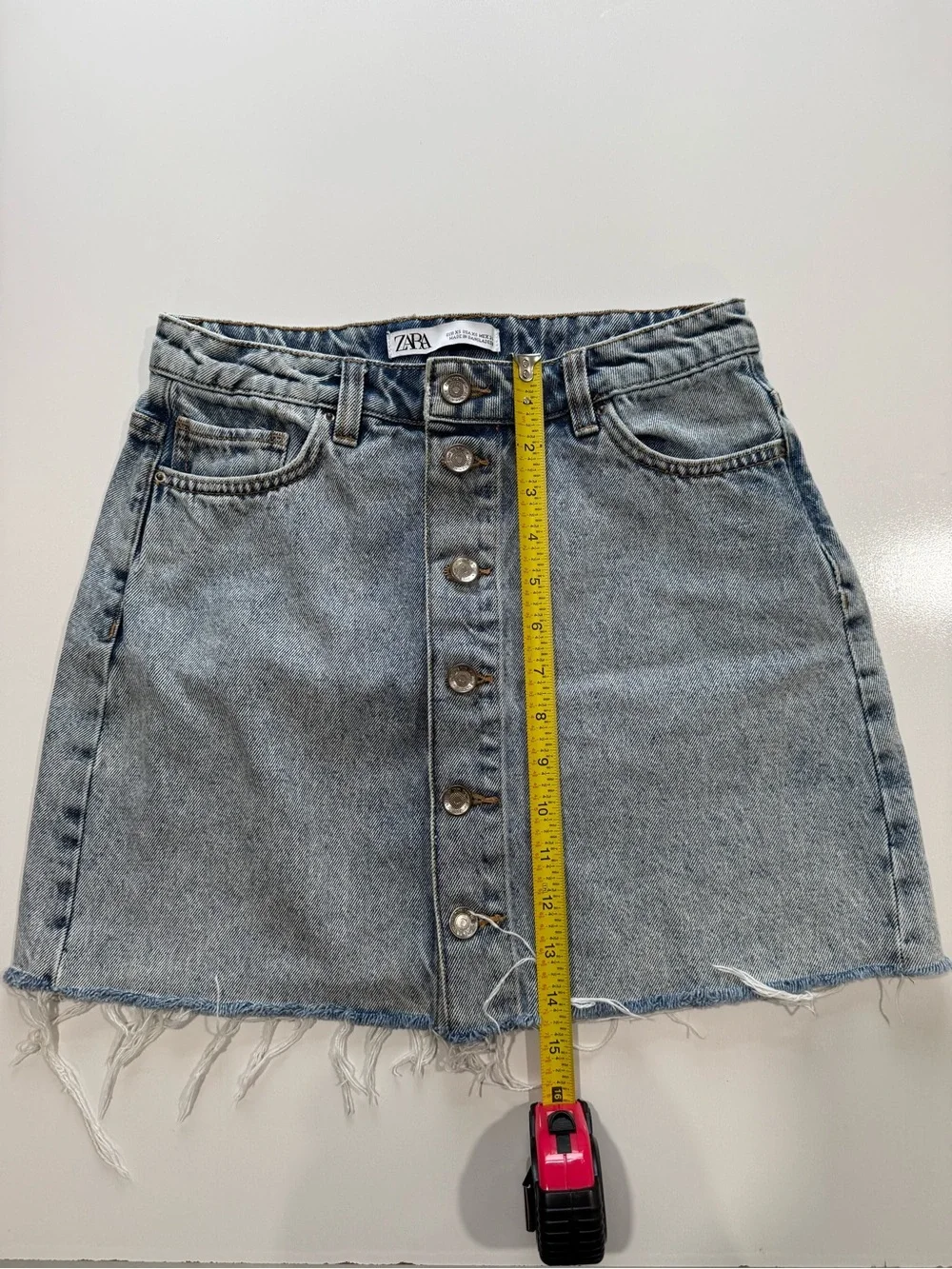 Zara Light Blue Button-Front Denim Mini Skirt - Picture 2 of 5